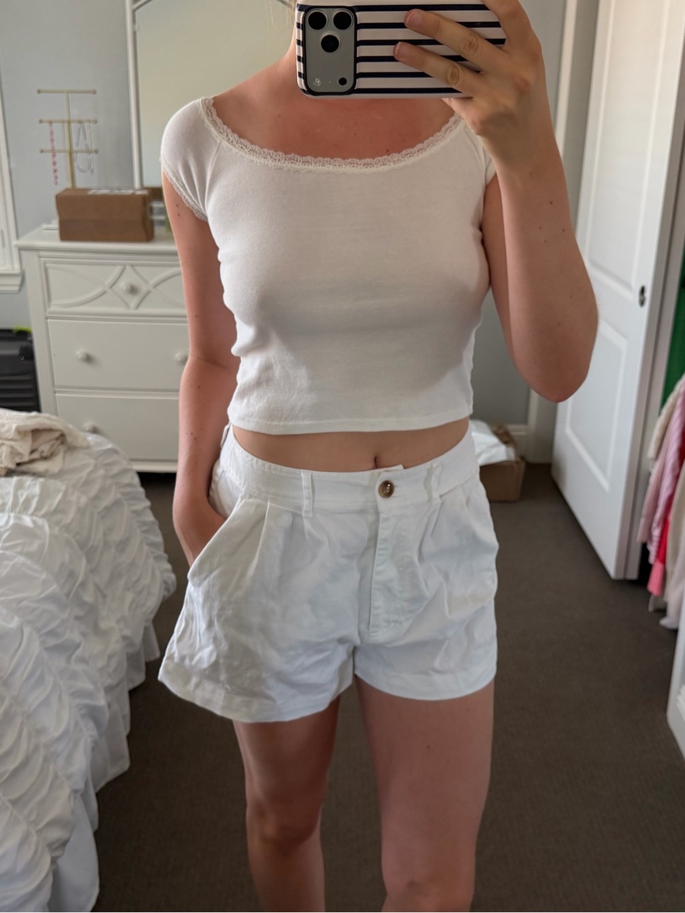 Francesca’s white denim shorts